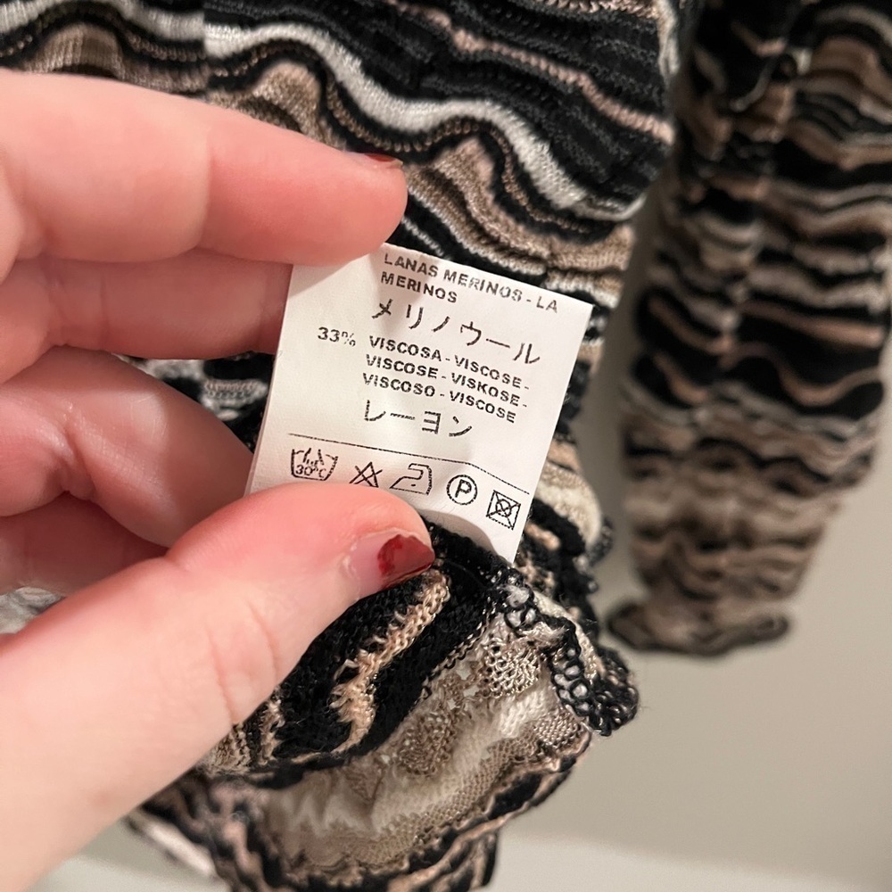 Missoni Size 10 Striped V-Neck Merino Wool Blend Knit Long Sleeve Shirt Italy - Picture 5 of 7